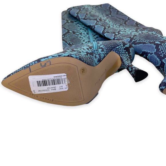 Gianni Bini Lennoxe Teal Snake Print Leather Tall Boots - Picture 6 of 8